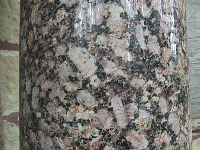 Closeup view of one of the columns at the entrance